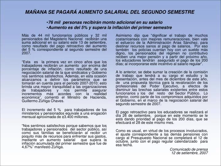 ma ana se pagar aumento salarial del segundo semestre