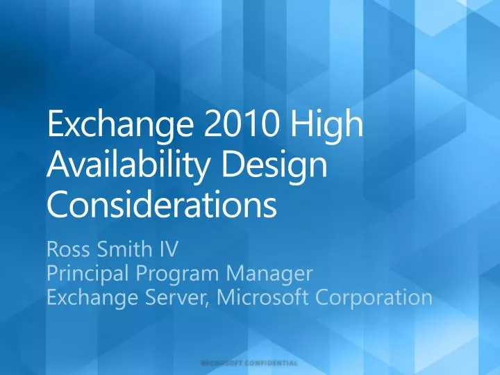 exchange 2010 high availability design considerations