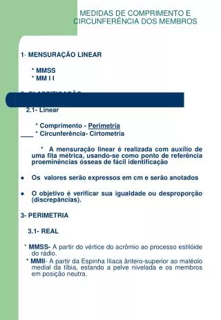 medidas de comprimento e circunfer ncia dos membros