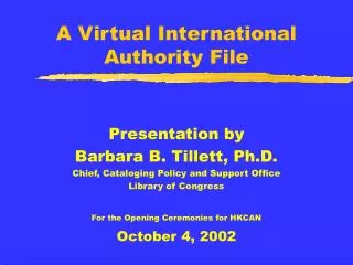 A Virtual International Authority File