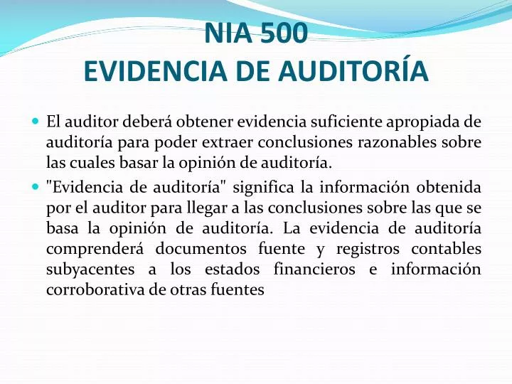 nia 500 evidencia de auditor a