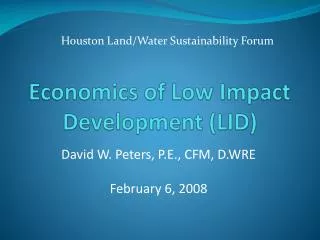 Economics of Low Impact Development (LID)