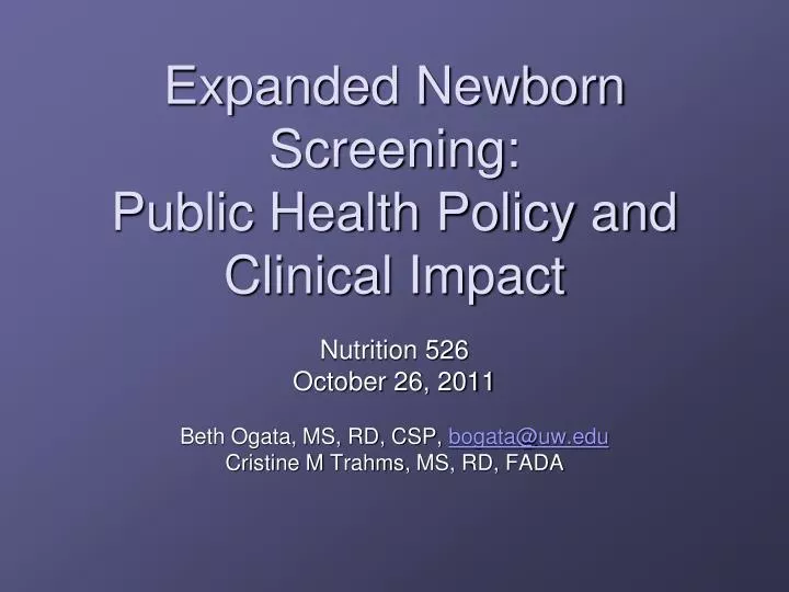 expanded newborn screening public health policy and clinical impact