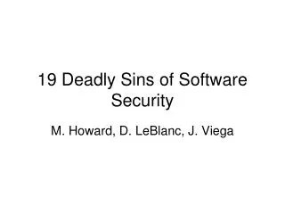 19 Deadly Sins of Software Security
