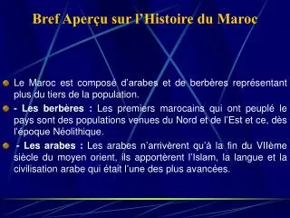 Bref Aperçu sur l’Histoire du Maroc