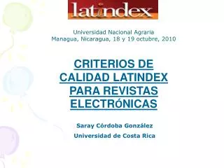 CRITERIOS DE CALIDAD LATINDEX PARA REVISTAS ELECTR Ó NICAS