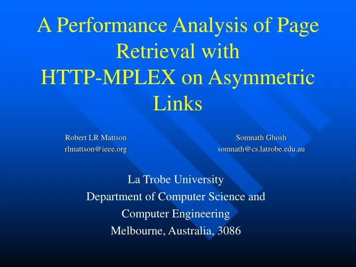 a performance analysis of page retrieval with http mplex on asymmetric links