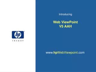 Introducing Web ViewPoint V5 AAH
