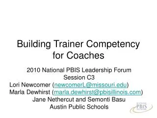 Building Trainer Competency for Coaches