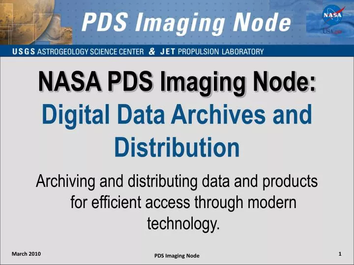nasa pds imaging node digital data archives and distribution