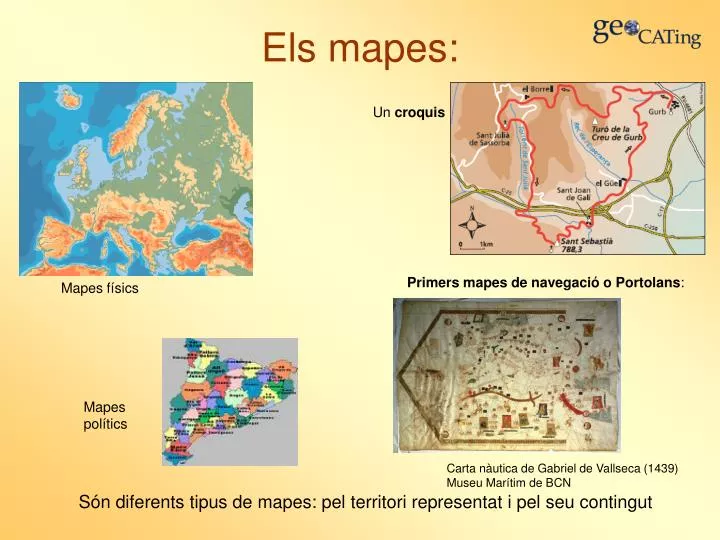 s n diferents tipus de mapes pel territori representat i pel seu contingut