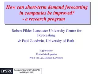 How can short-term demand forecasting in companies be improved? - a research program