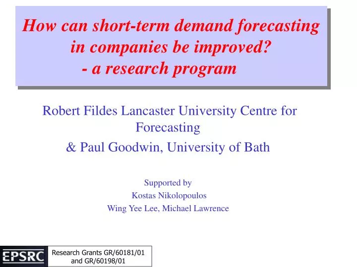 how can short term demand forecasting in companies be improved a research program