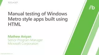 Manual testing of Windows Metro style apps built using HTML