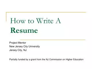 How to Write A Resume