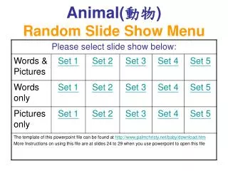 Animal( ?? ) Random Slide Show Menu