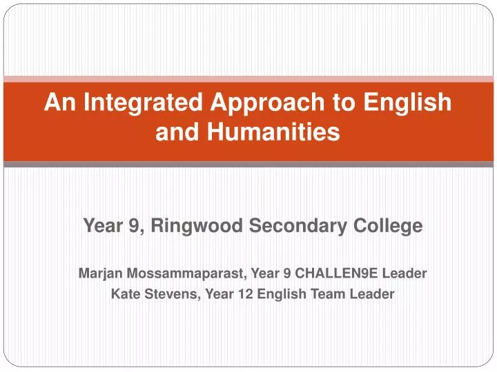 an integrated approach to english and humanities
