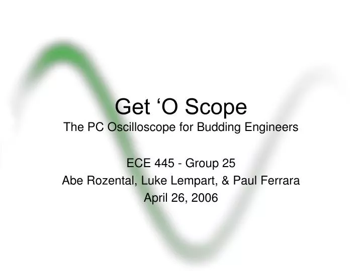 get o scope the pc oscilloscope for budding engineers