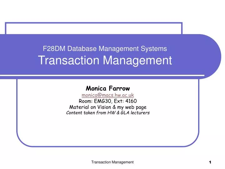 f28dm database management systems transaction management