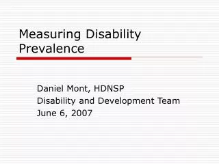 Measuring Disability Prevalence