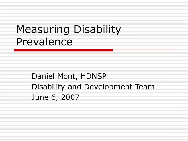 measuring disability prevalence