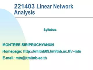221403 Linear Network Analysis