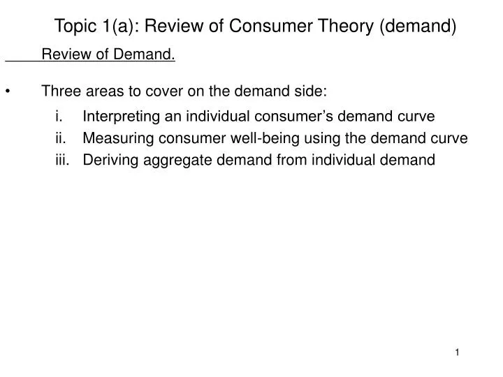 topic 1 a review of consumer theory demand
