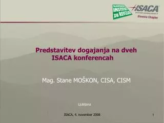 Predstavitev dogajanja na dveh ISACA konferencah