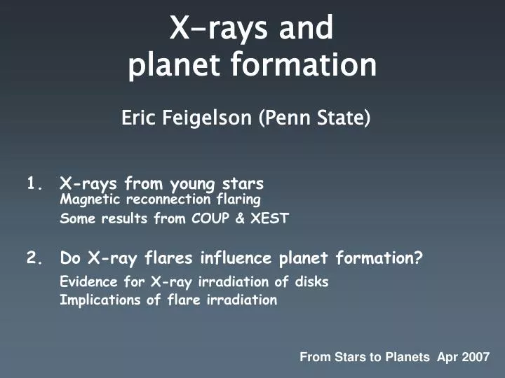 x rays and planet formation