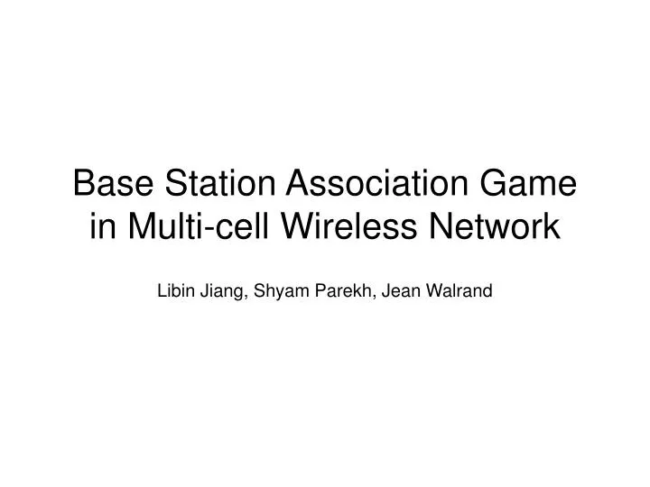 base station association game in multi cell wireless network