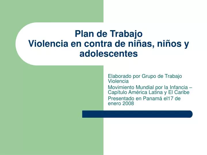 plan de trabajo violencia en contra de ni as ni os y adolescentes