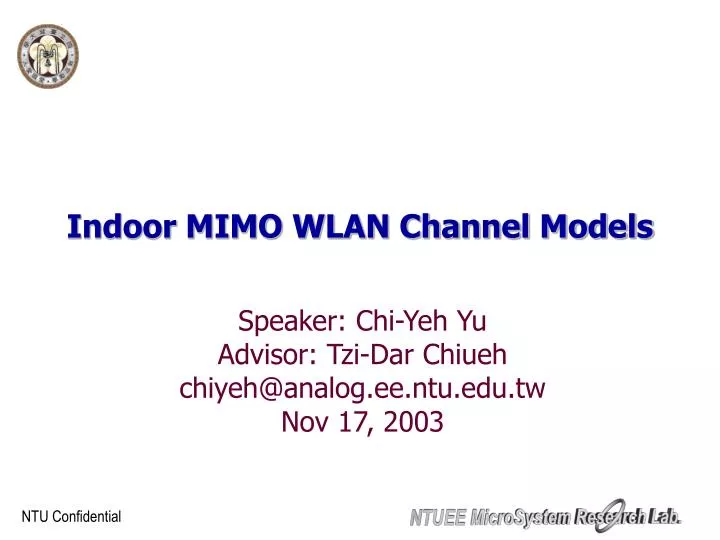 indoor mimo wlan channel models