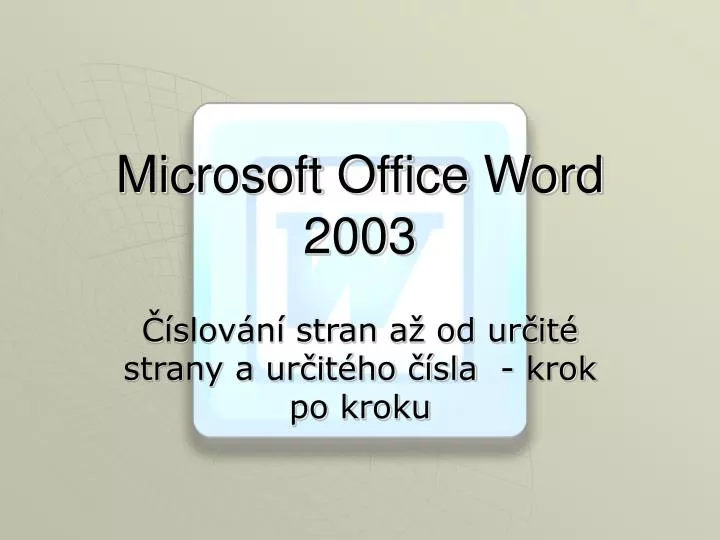 microsoft office word 2003