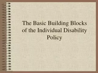 The Basic Building Blocks of the Individual Disability Policy