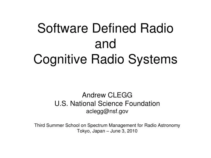 software defined radio and cognitive radio systems