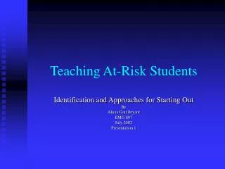 Teaching At-Risk Students