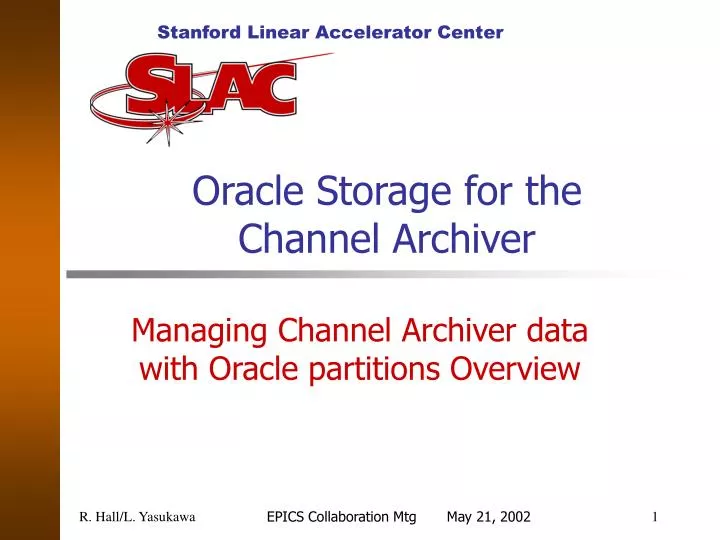 oracle storage for the channel archiver