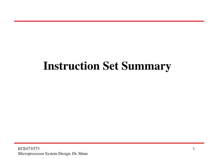 instruction set summary