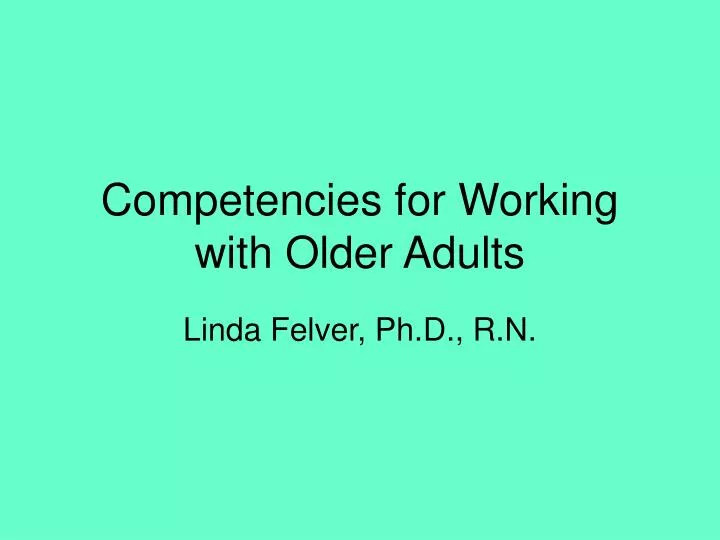 competencies for working with older adults