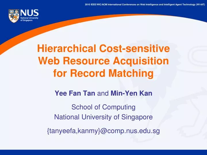 hierarchical cost sensitive web resource acquisition for record matching