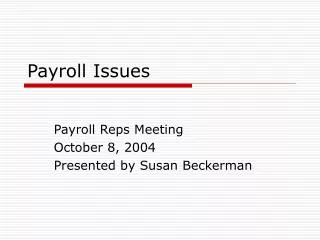 Payroll Issues