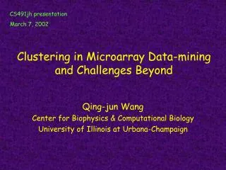 Clustering in Microarray Data-mining and Challenges Beyond