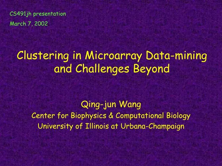 clustering in microarray data mining and challenges beyond