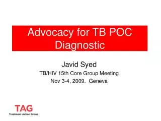 Advocacy for TB POC Diagnostic