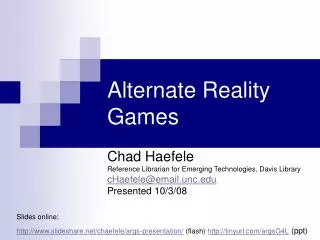Alternate Reality Games