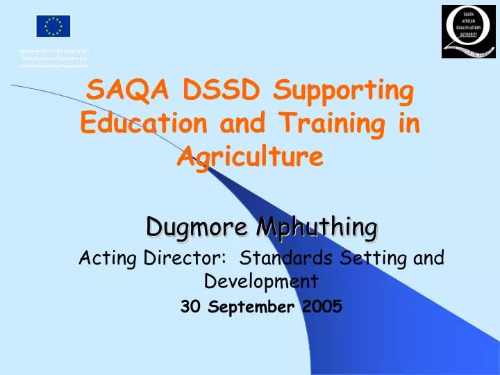 saqa dssd supporting education and training in agriculture