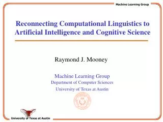 Reconnecting Computational Linguistics to Artificial Intelligence and Cognitive Science