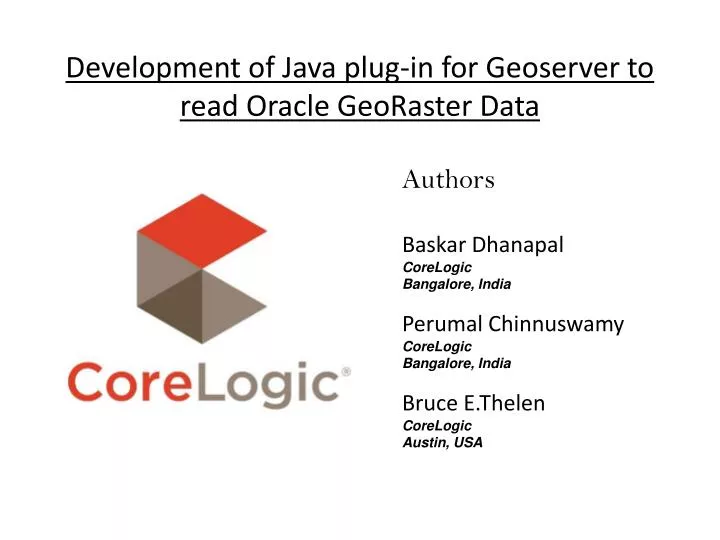 development of java plug in for geoserver to read oracle georaster data