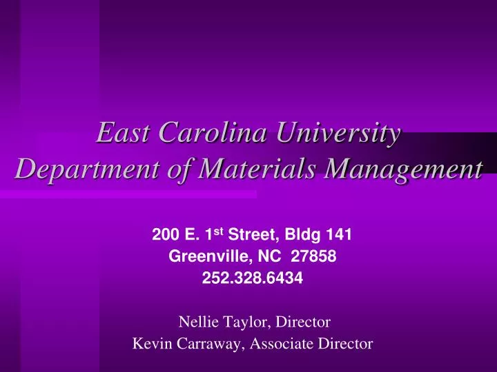 east carolina university department of materials management