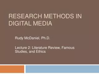 Research Methods in Digital Media